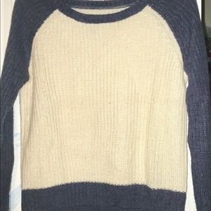 color block sweater. hip length